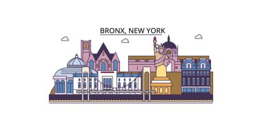 ABD, New York Bronx seyahat simgeleri, vektör şehir turizmi illüstrasyonu