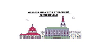 Czech Republic, Kromeriz travel landmarks, vector city tourism illustration clipart
