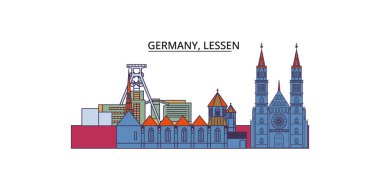 Almanya, Küçük Seyahat yerleri, vektör şehir turizmi illüstrasyonu