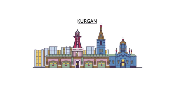 Rusko Kurgan Cestovní Památky Vektorové Město Turistiky Ilustrace — Stockový vektor
