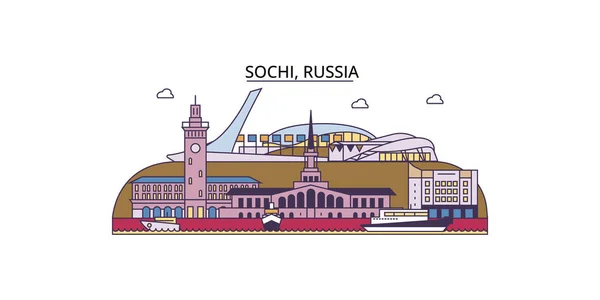 Rusland Sochi Reizen Oriëntatiepunten Vector Stad Toerisme Illustratie — Stockvector