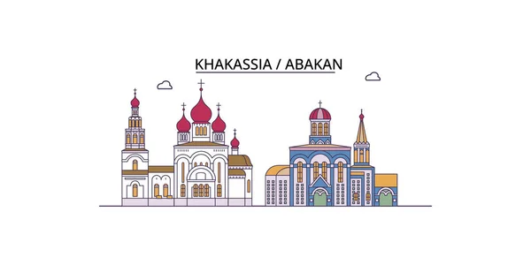 stock vector Russia, Abakan travel landmarks, vector city tourism illustration