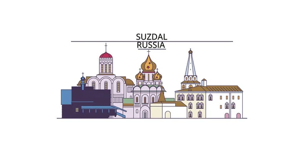 Russie Points Repère Voyage Suzdal City Illustration Tourisme Urbain Vectoriel — Image vectorielle