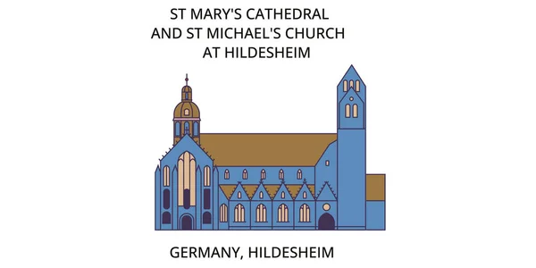Niemcy Hildesheim Atrakcji Turystycznych Wektor Turystyki Miejskiej Ilustracji — Wektor stockowy