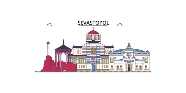 Rusia Sebastopol Lugares Interés Turístico Vector Ciudad Turismo Ilustración — Vector de stock