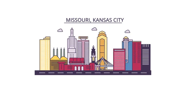 Stati Uniti Kansas City Immagini Città Vettoriale Turismo Illustrazione — Vettoriale Stock