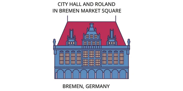 Германия Бремен Достопримечательности Города Векторный Городской Туризм Иллюстрация — стоковый вектор