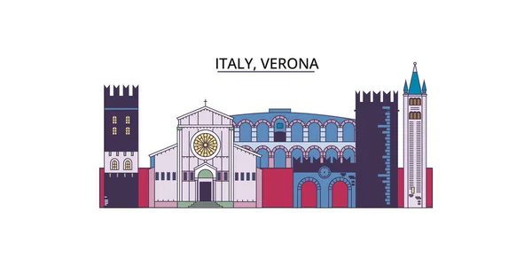 Talya Verona Şehir Simgeleri Vektör Şehir Turizmi Illüstrasyonu — Stok Vektör