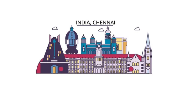 stock vector India, Chennai travel landmarks, vector city tourism illustration