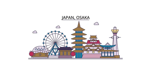 Japon Sites Touristiques Osaka Illustration Tourisme Urbain Vectoriel — Image vectorielle