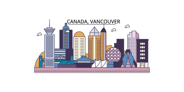 Kanada Vancouver Reisesehenswürdigkeiten Vektor Stadt Tourismus Illustration — Stockvektor