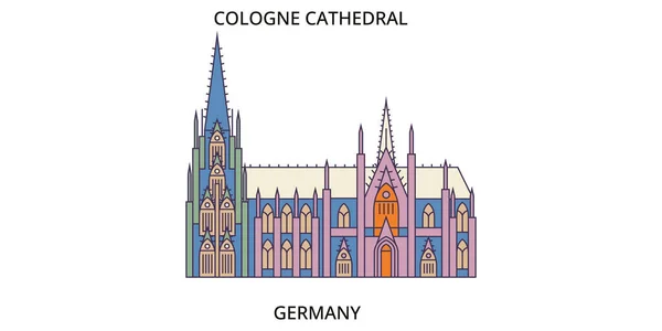 Alemania Catedral Colonia Monumentos Viaje Vector Ciudad Turismo Ilustración — Vector de stock