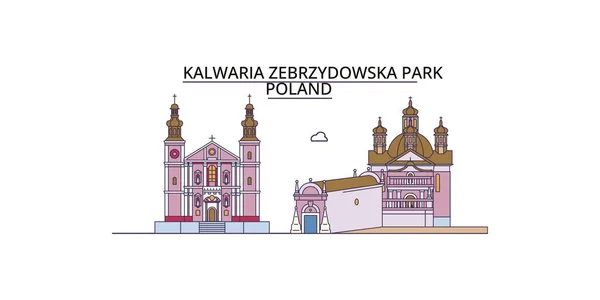 ポーランド Kalwaria Zbrzydownska旅行ランドマーク ベクトル都市観光イラスト — ストックベクタ