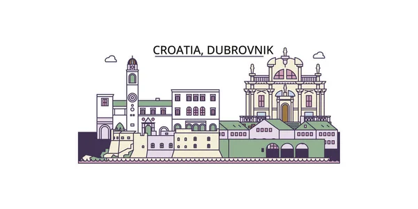 Croacia Dubrovnik Monumentos Viaje Vector Ciudad Turismo Ilustración — Vector de stock