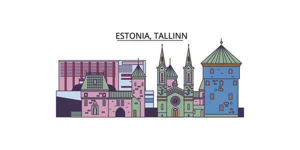 エストニア タリンの旅行ランドマーク ベクトル都市観光イラスト — ストックベクタ