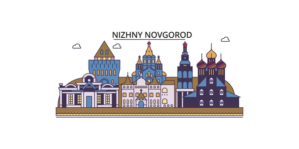 Rusko Nižný Novgorod Cestovní Památky Vektorové Městské Turistiky Ilustrace — Stockový vektor