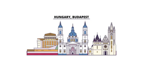 Hungary Budapest City Travel Landmarks Vector City Tourism Illustration — 스톡 벡터