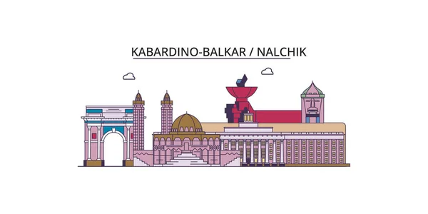 Russia Nalchik Travel Landmarks Vector City Tourism Illustration — Stock Vector