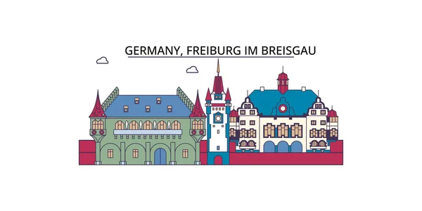 Alemanha Freiburg Breisgau Marcos Viagem Vetor Cidade Turismo Ilustração —  Vetores de Stock