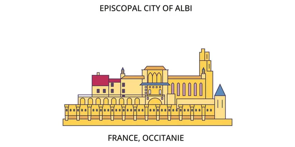 France Albi Monuments Touristiques Vecteur Tourisme Urbain Illustration — Image vectorielle