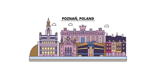 ポーランド ポズナン旅行のランドマーク ベクトル都市観光イラスト — ストックベクタ