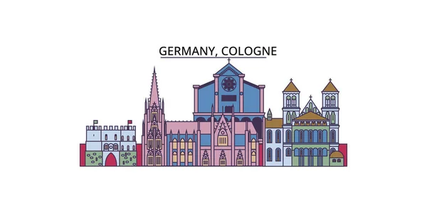 Allemagne Cologne Voyages Monuments Vecteur Ville Tourisme Illustration — Image vectorielle