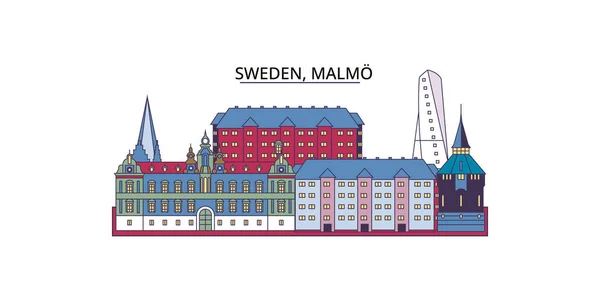 Σουηδία Μάλμε Ταξιδιωτικά Ορόσημα Εικονογράφηση Του Τουρισμού Διανυσματικών Πόλεων — Διανυσματικό Αρχείο