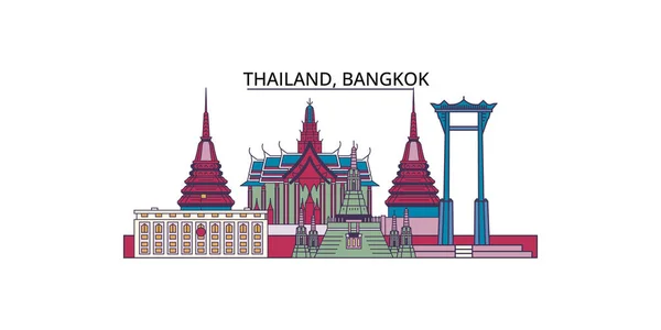 Tailândia Bangkok Viagens Marcos Vetor Cidade Turismo Ilustração — Vetor de Stock