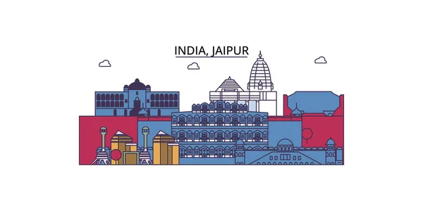 India Monumentos Viaje Jaipur Ilustración Del Turismo Ciudad Del Vector — Vector de stock
