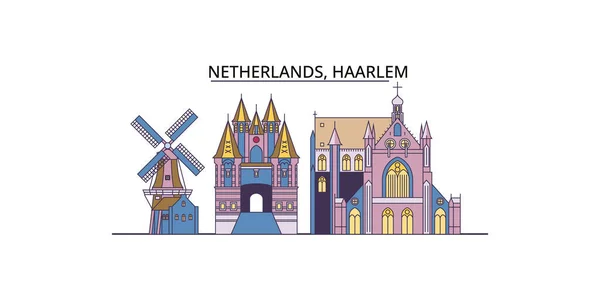 Netherlands Haarlem Travel Landmarks Vector City Tourism Illustration — Stock Vector