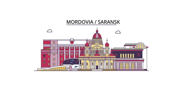 ロシア サランスクの旅行ランドマーク ベクトル都市観光イラスト — ストックベクタ