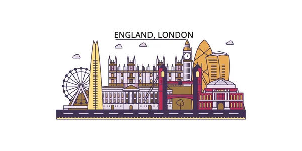 Reino Unido Londres Viagens Marcos Vetor Cidade Turismo Ilustração — Vetor de Stock