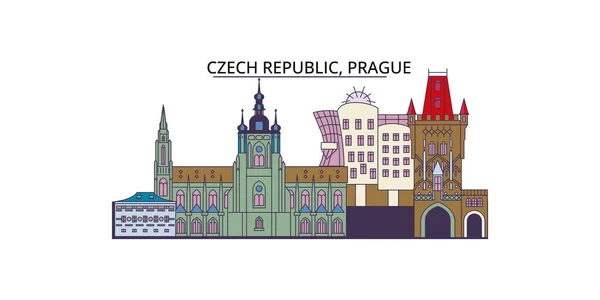 República Checa Praga Ciudad Lugares Interés Vector Ciudad Turismo Ilustración — Vector de stock