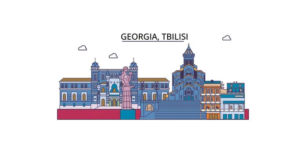 stock vector Georgia, Tbilisi travel landmarks, vector city tourism illustration