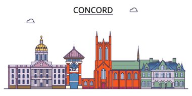 ABD, Concord seyahat simgeleri, vektör şehir turizmi illüstrasyonu