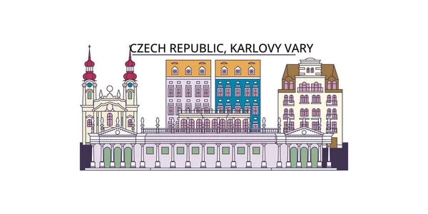 República Checa Karlovy Vary Monumentos Viaje Vector Ciudad Turismo Ilustración — Vector de stock