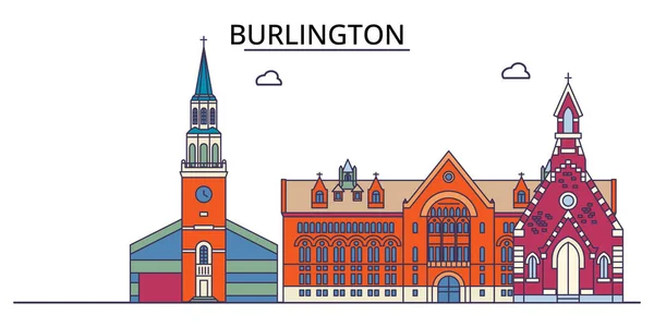 Stati Uniti Burlington City Immagini Città Vettoriale Turismo Illustrazione — Vettoriale Stock