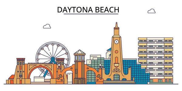United States Daytona Beach Travel Landmarks Vector City Tourism Illustration — Stock Vector