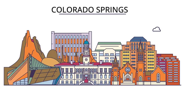 Spojené Státy Americké Colorado Springs City Travel Landmarks Vector City — Stockový vektor