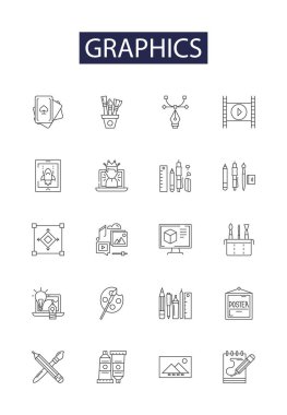 Grafik çizgisi vektör simgeleri ve işaretleri. Tasarım, Sanat, Vektör, Hazırlama, Resim, Resim, Modelleme, Şekiller vektör çizimi çizimi