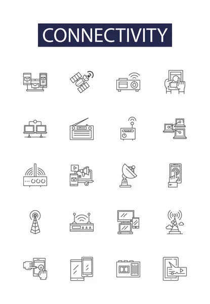 Connectivity Line Vector Icons Signs Network Access Union Bond Exchange — Stock Vector