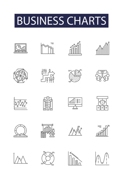 stock vector Business charts line vector icons and signs. Charts, Graphs, Pie, Bar, Line, Histogram, Spreadsheet, Analyze vector outline illustration set