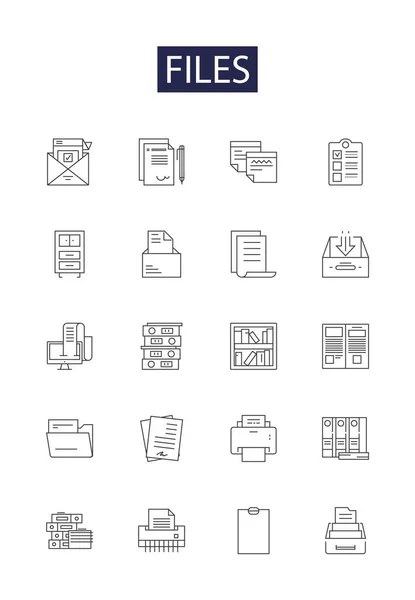Файлы Строк Векторные Значки Знаки Набор Векторных Иллюстраций Documents Records — стоковый вектор