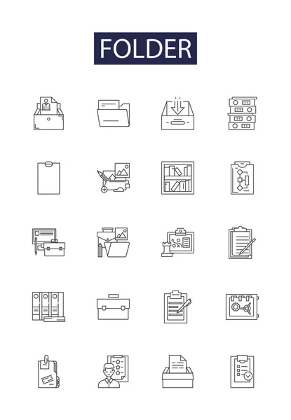 Icônes Signes Vectoriels Ligne Dossier Archive Dépôt Organisateur Dépôt Collection — Image vectorielle
