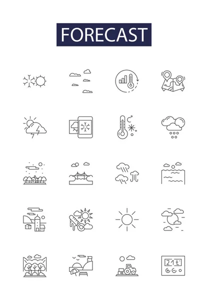 Forecast Line Vector Icons Signs Anticipate Foretell Foresee Presage Forecast — Stock Vector