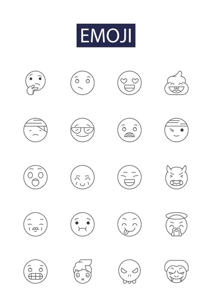 Emoji Línea Vectorial Iconos Signos Sonriente Expresión Carácter Unicode Cara — Archivo Imágenes Vectoriales
