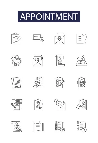 Appointment Line Vector Icons Signs Date Arrange Reserve Book Confirm — Stock Vector