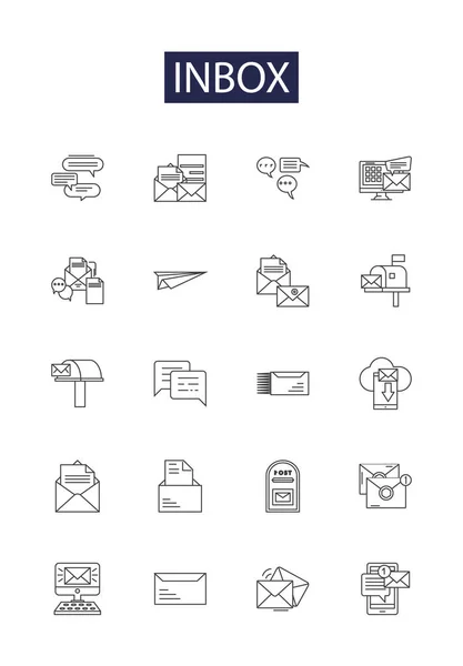 Inbox Line Vector Icons Signs Messages Unread Read Replied Drafts — Stock Vector