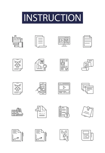 Iconos Signos Vectoriales Línea Instrucción Símbolo Icono Vector Información Ilustración — Vector de stock