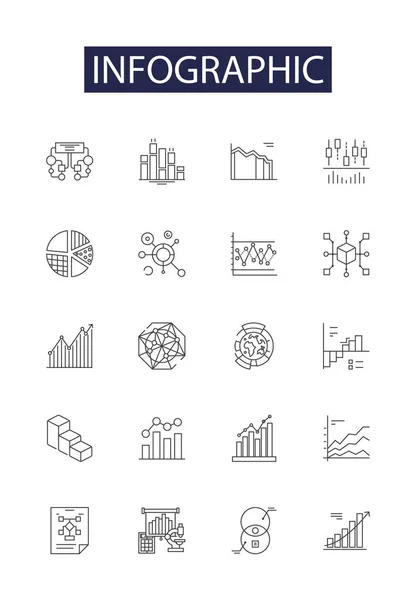 Iconos Signos Vectoriales Línea Infográfica Visual Diagrama Ilustración Gráfico Diseño — Archivo Imágenes Vectoriales